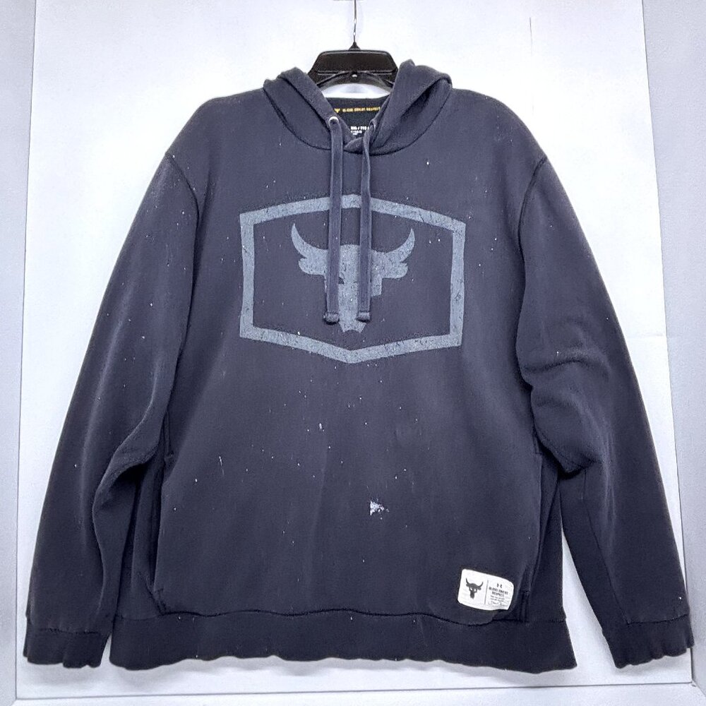 Project Rock Under Armour Black Sweatshirt Hoodie Logo Blood Sweat Respect XXL